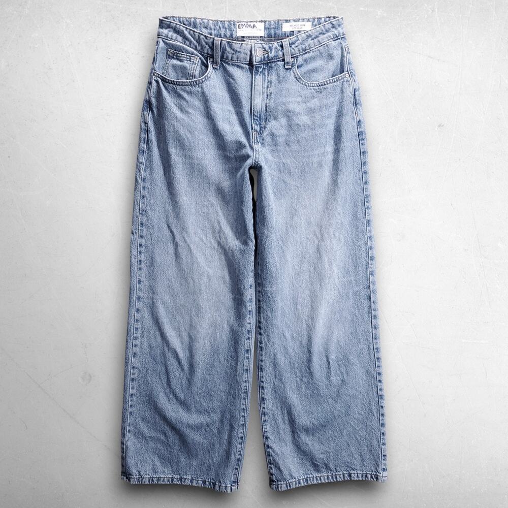 Cotton:On Relaxed Wide Leg Jeans 100% Cotton Denim Women 6 Light Blue Skater 90s - Picture 2 of 13